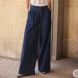 Wrap London wide leg soft jeans high rise tailored pleated ZU50 size 8